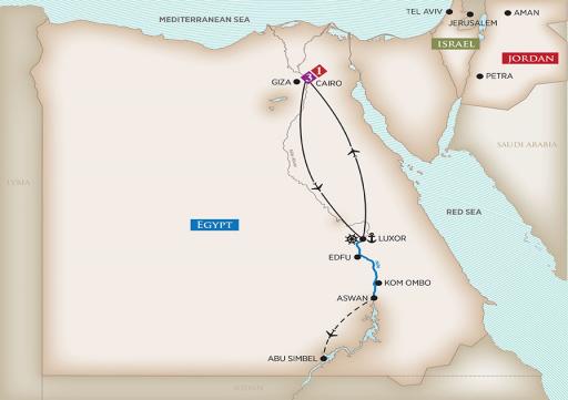 Map of trip through Egypt
